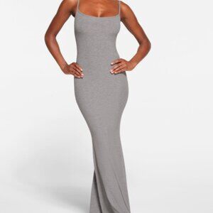 SKIMS Grey Shimmer Slip Slip Dress